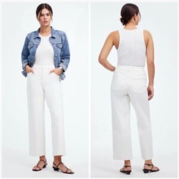 NWT Madewell Perfect Vintage Wide-Leg Crop Jean Tile White, Size 29 MSRP $128 - Picture 1 of 1
